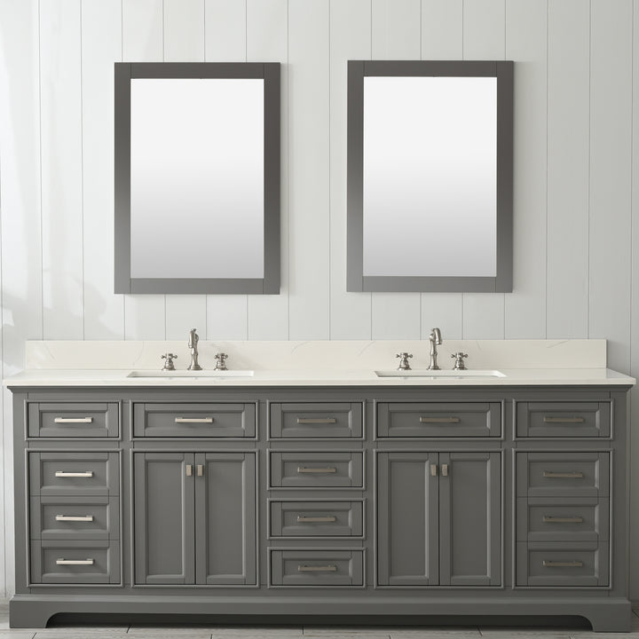 Milano 84" Double Sink Vanity with White Quartz Top