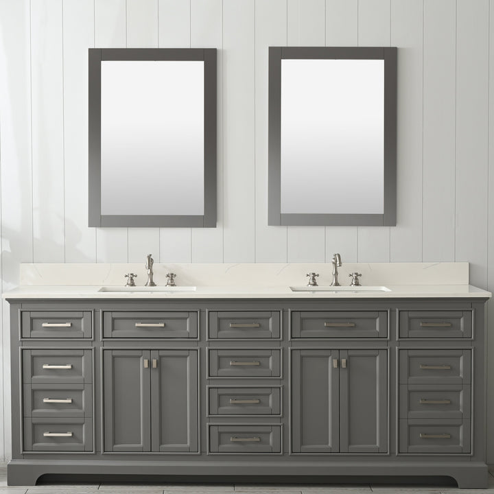 Milano 84" Double Sink Vanity with White Quartz Top
