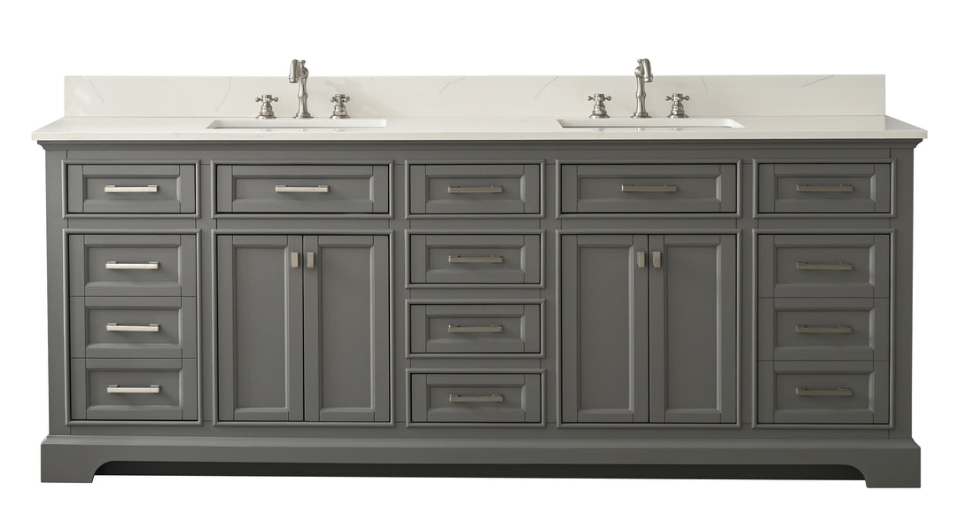 Milano 84" Double Sink Vanity with White Quartz Top