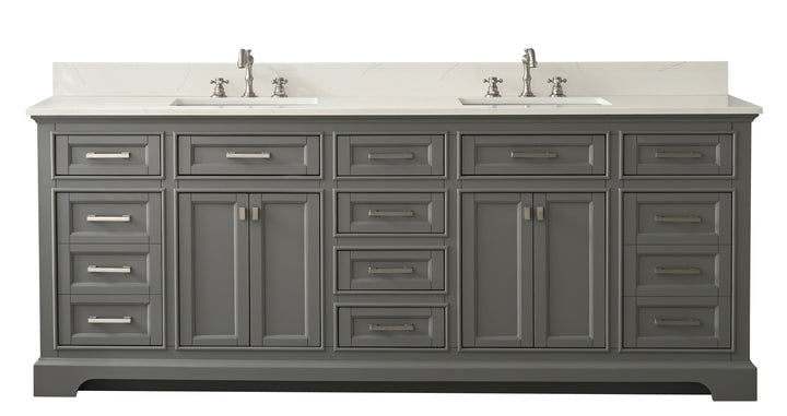 Milano 84" Double Sink Vanity with White Quartz Top