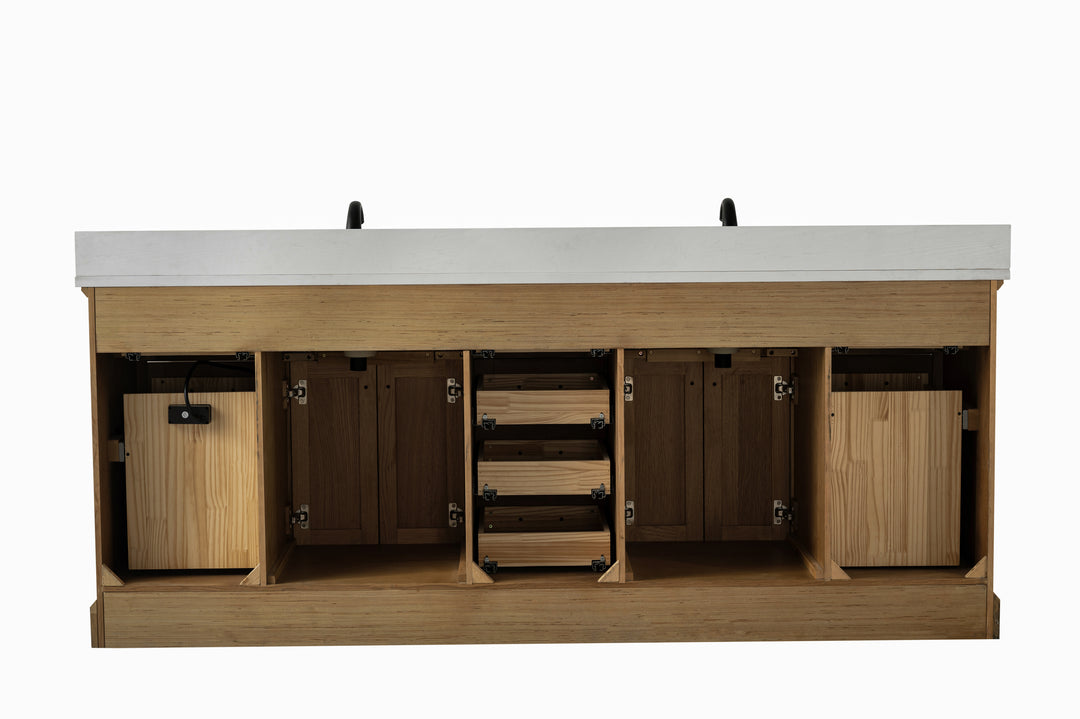 Milano 84" Double Sink Vanity with White Quartz Top
