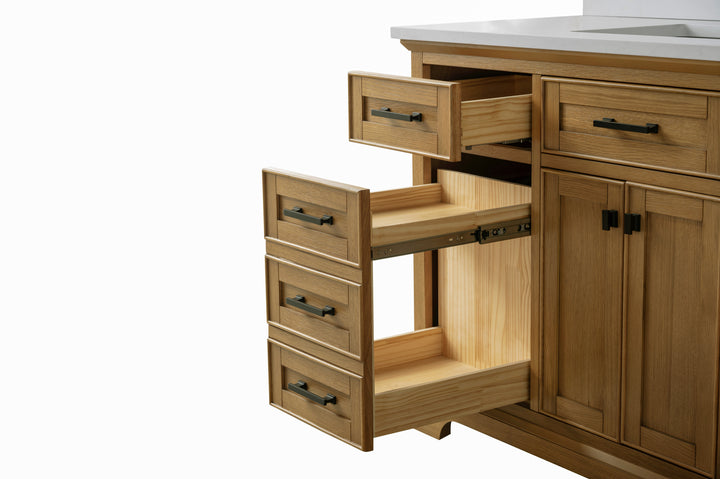 Milano 84" Double Sink Vanity with White Quartz Top