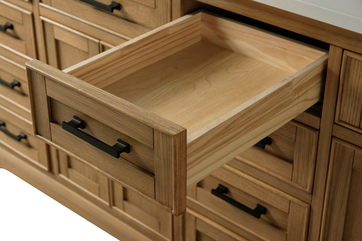 Milano 84" Double Sink Vanity with White Quartz Top