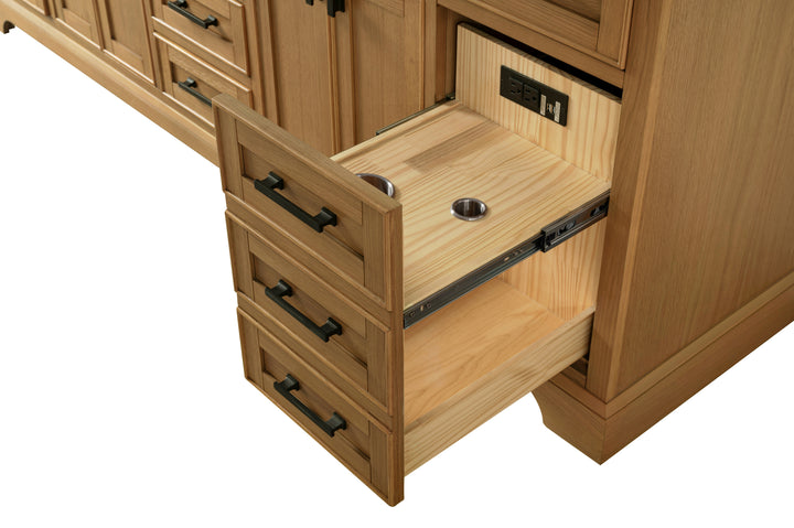 Milano 84" Double Sink Vanity with White Quartz Top