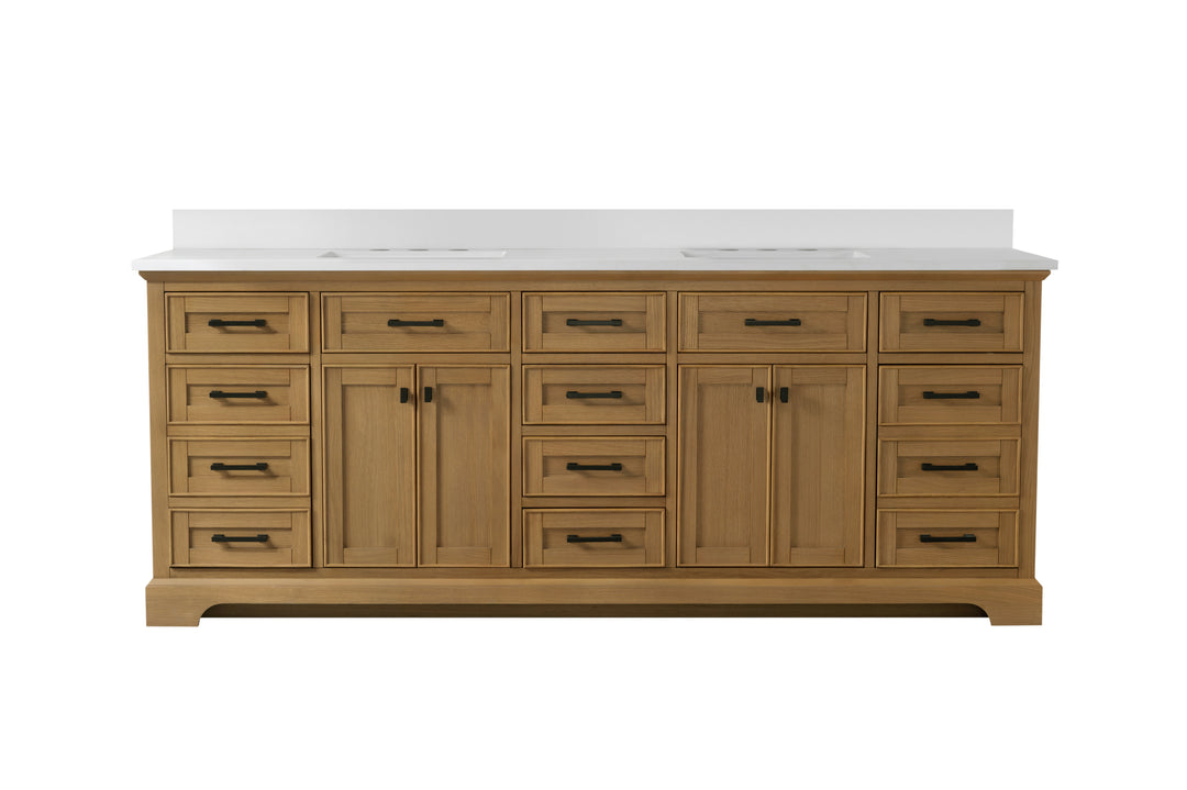 Milano 84" Double Sink Vanity with White Quartz Top
