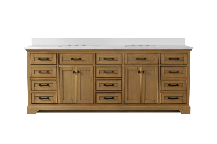 Milano 84" Double Sink Vanity with White Quartz Top