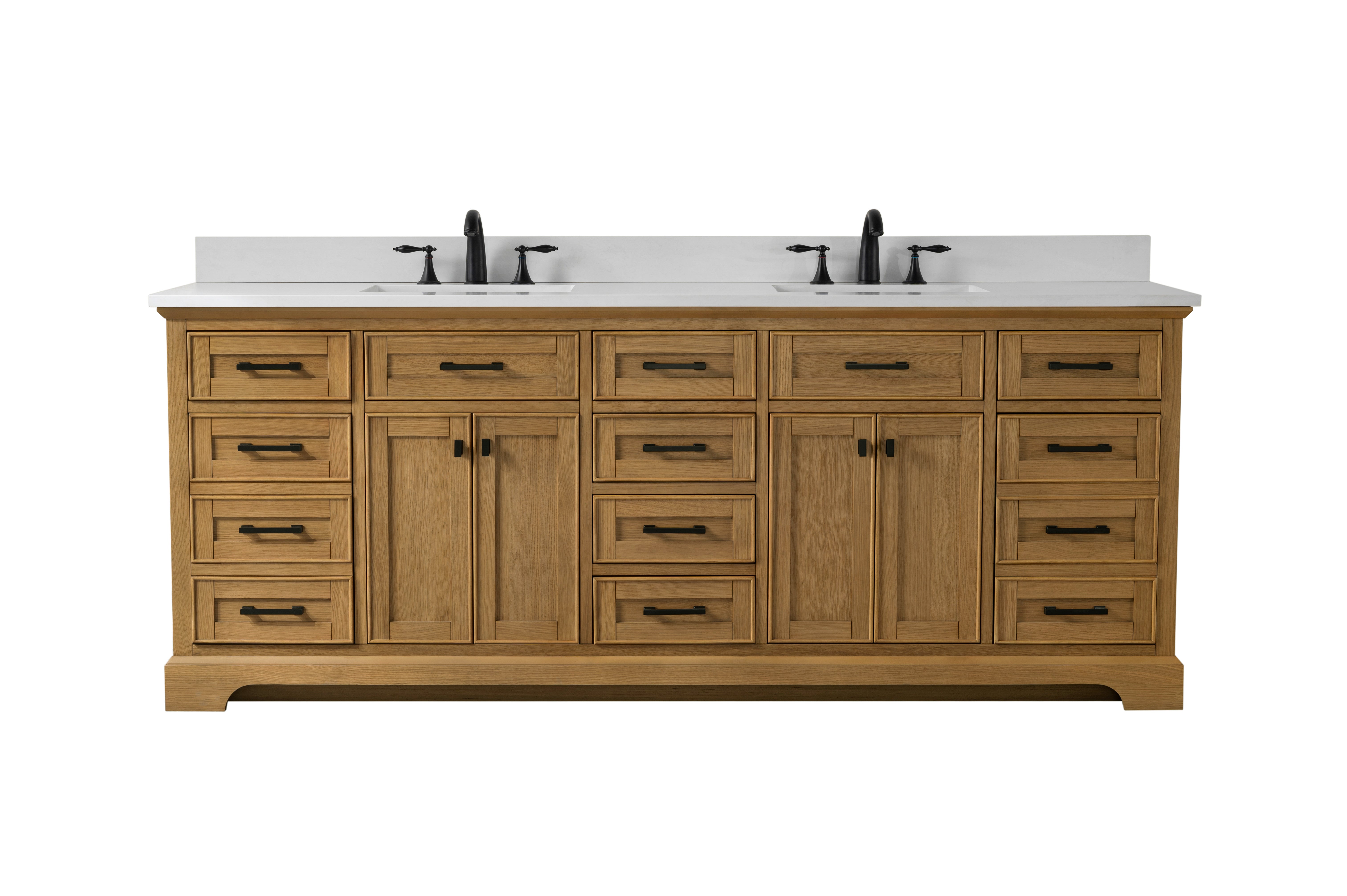 Milano 84" Double Sink Vanity with White Quartz Top