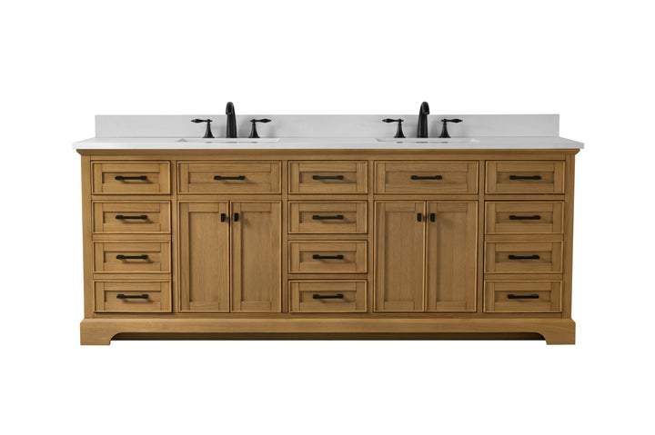 Milano 84" Double Sink Vanity with White Quartz Top