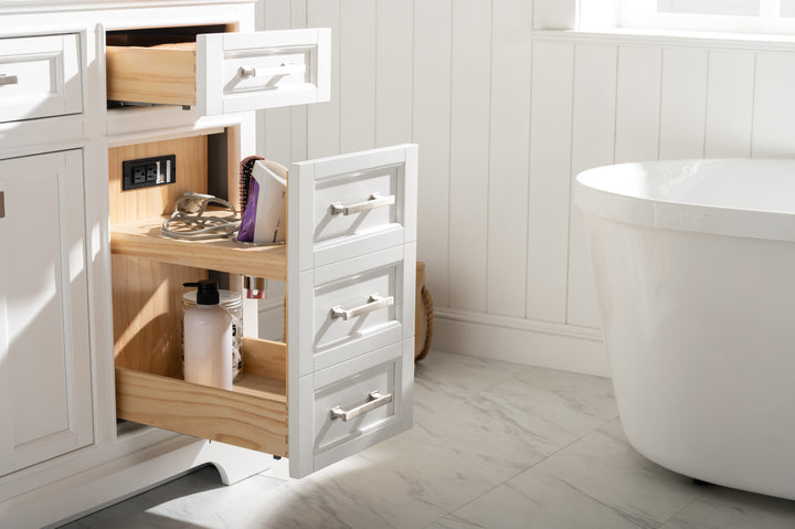 Milano 84" Double Sink Vanity with White Quartz Top