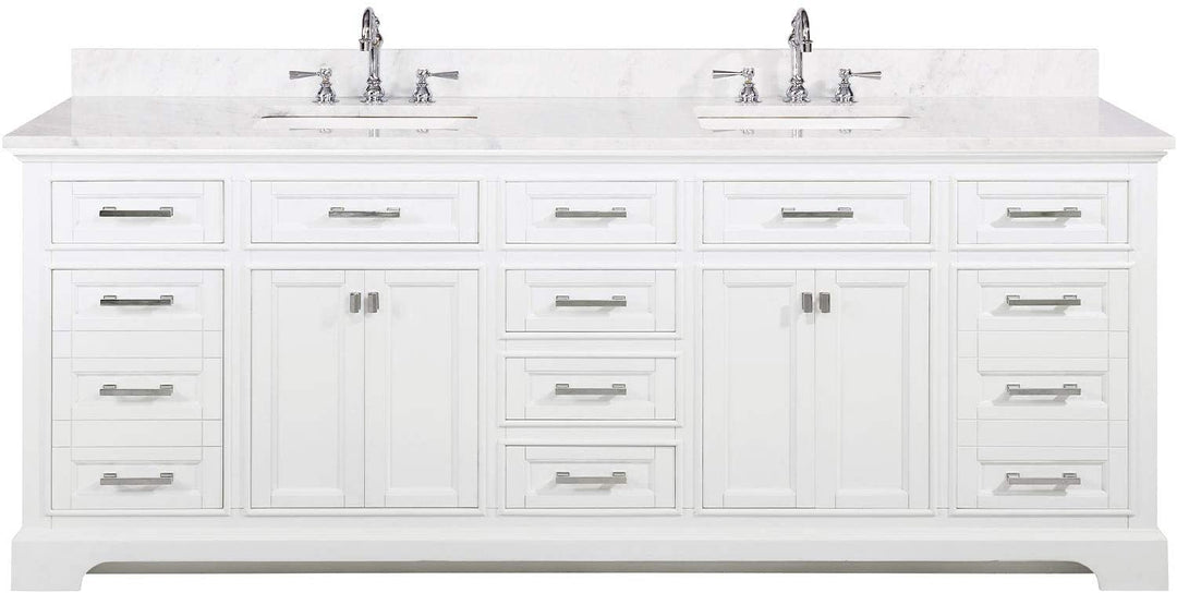 Milano 84" Double Sink Vanity with White Quartz Top