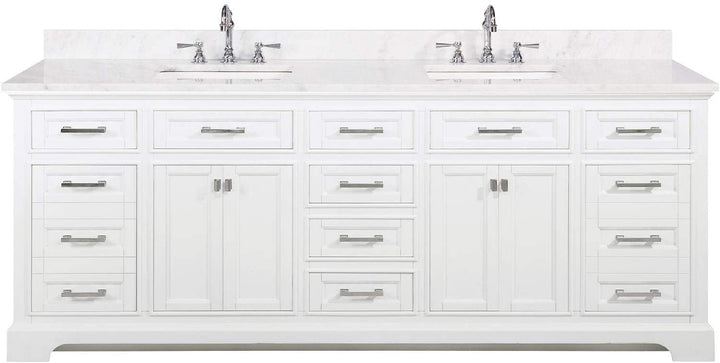 Milano 84" Double Sink Vanity with White Quartz Top