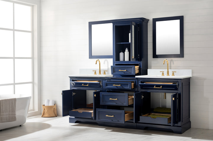 Milano 96" Modular Double Sink Vanity Set with White Quartz Top