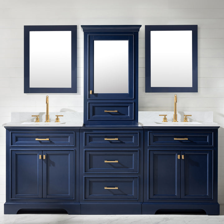 Milano 96" Modular Double Sink Vanity Set with White Quartz Top