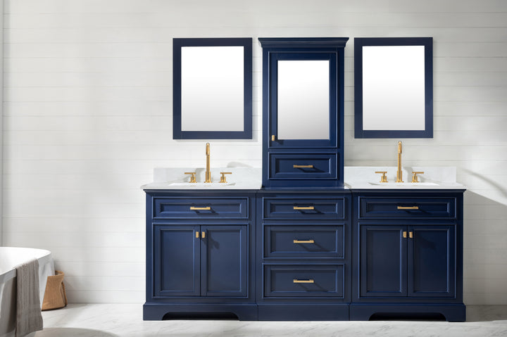 Milano 96" Modular Double Sink Vanity Set with White Quartz Top