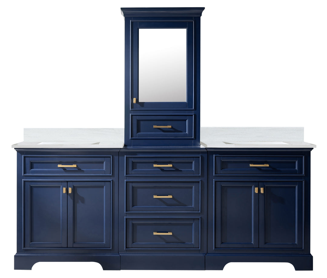 Milano 96" Modular Double Sink Vanity Set with White Quartz Top