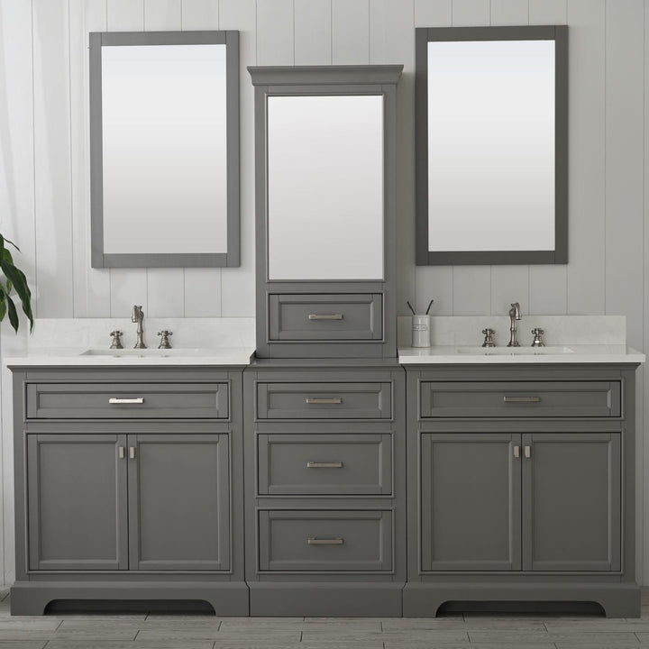 Milano 96" Modular Double Sink Vanity Set with White Quartz Top