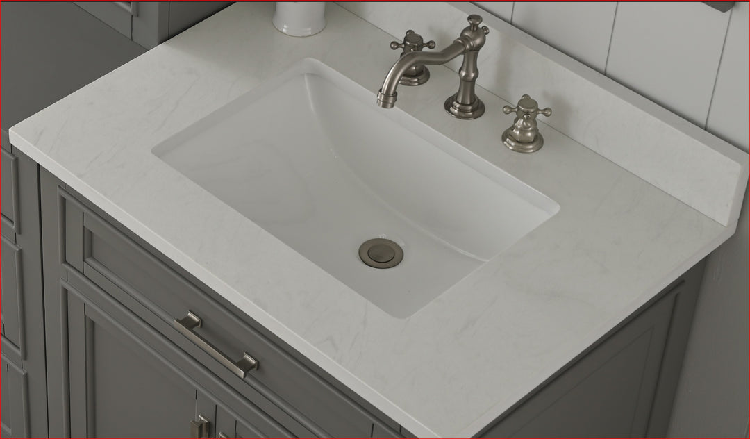 Milano 96" Modular Double Sink Vanity Set with White Quartz Top