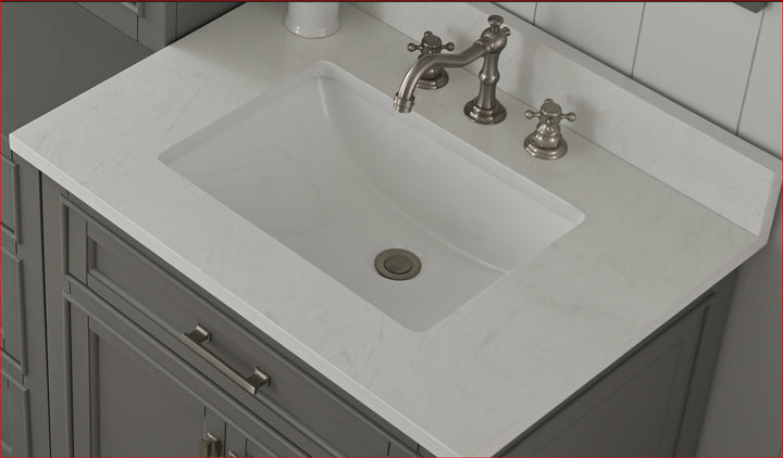 Milano 96" Modular Double Sink Vanity Set with White Quartz Top