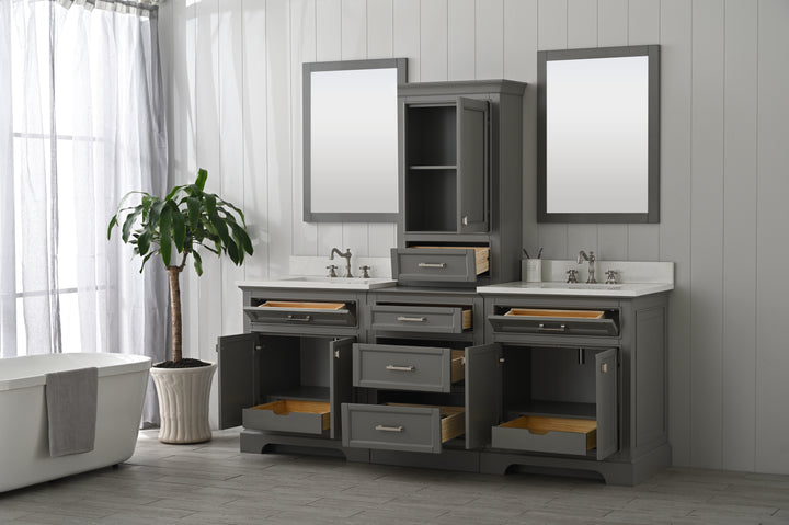 Milano 96" Modular Double Sink Vanity Set with White Quartz Top