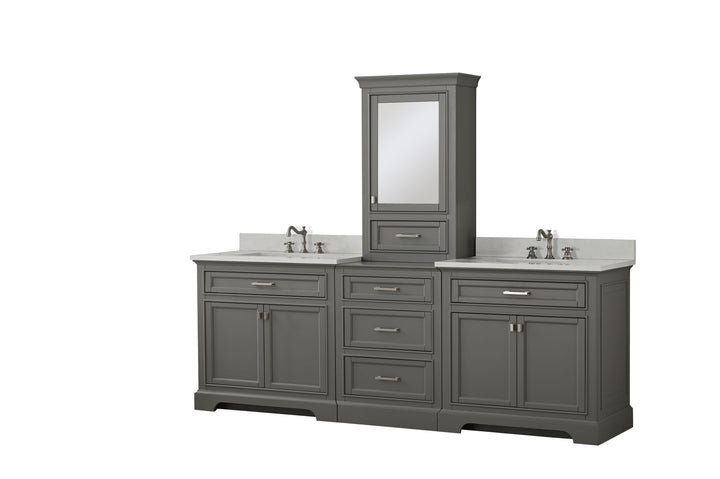 Milano 96" Modular Double Sink Vanity Set with White Quartz Top