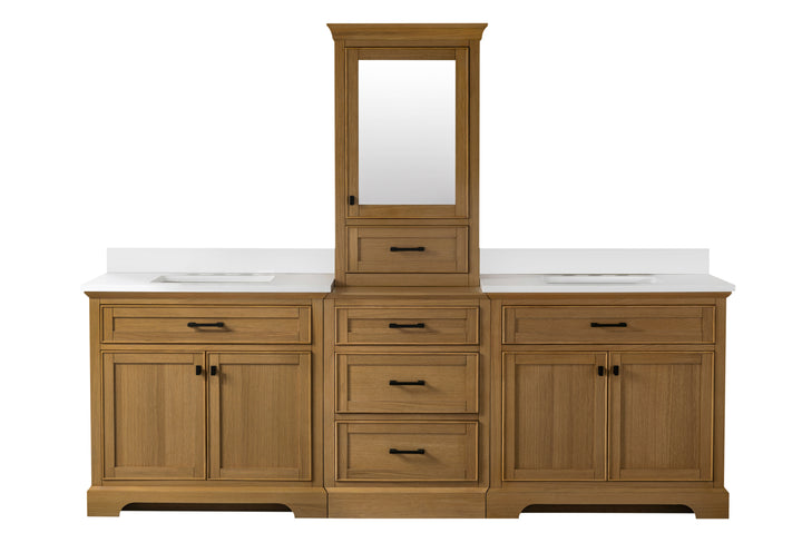 Milano 96" Modular Double Sink Vanity Set with White Quartz Top