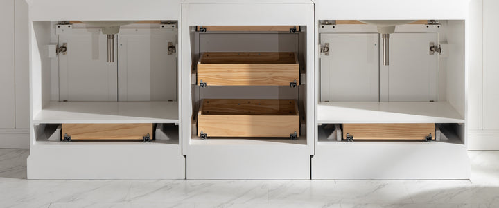 Milano 96" Modular Double Sink Vanity Set with White Quartz Top