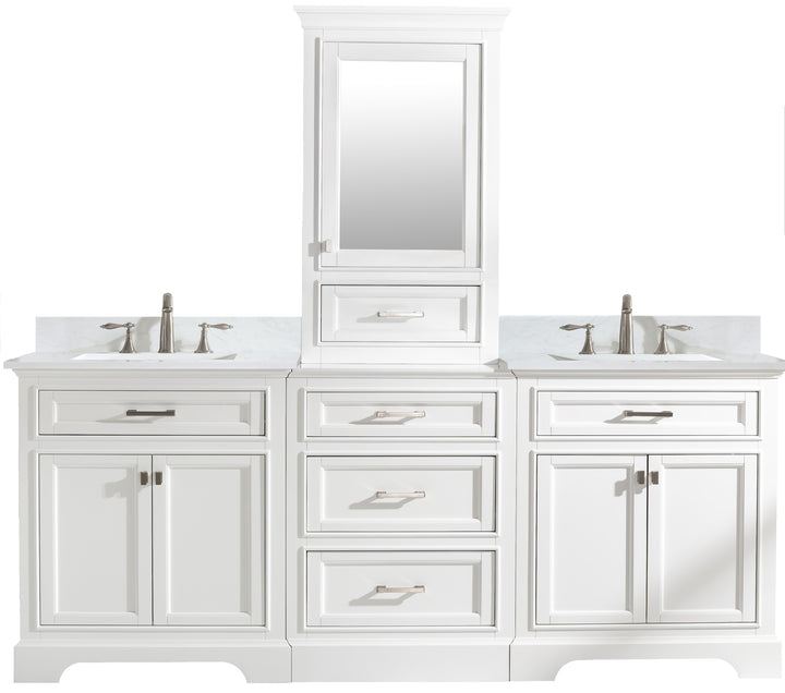 Milano 96" Modular Double Sink Vanity Set with White Quartz Top