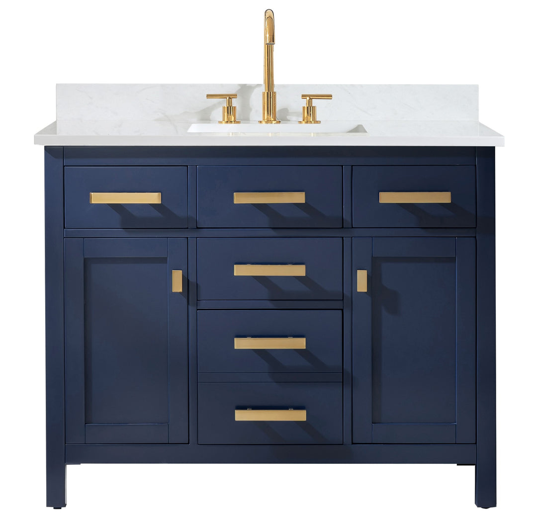 Valentino 42" Single Sink Vanity with White Quartz Top