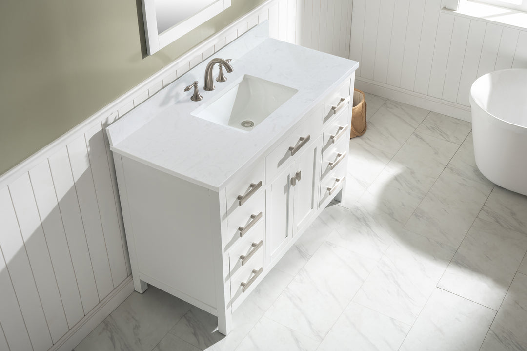 Valentino 48" Single Sink Vanity with White Quartz Top