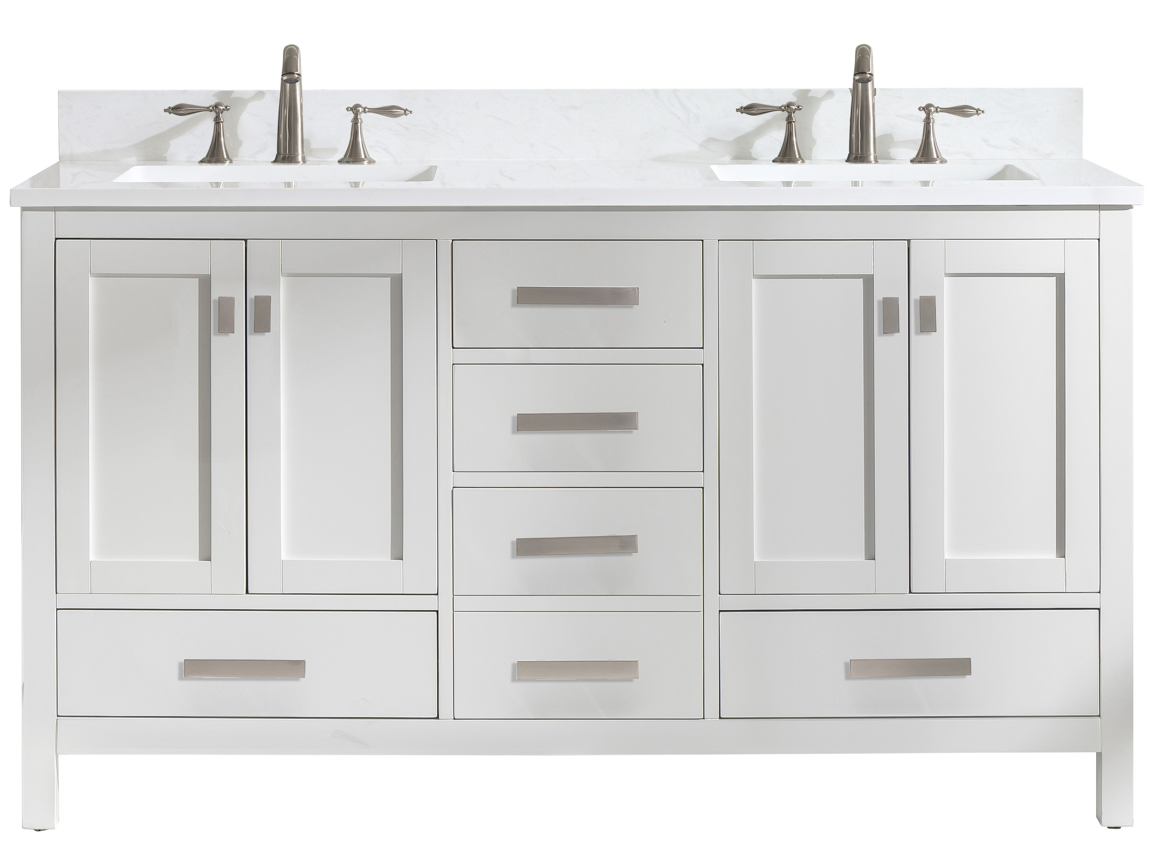 Valentino 60" Double Sink Vanity with White Quartz Top