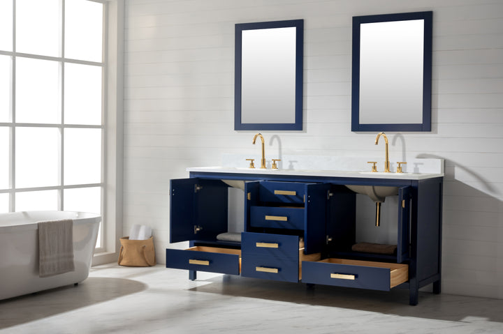 Valentino 72" Single Sink Vanity with White Quartz Top
