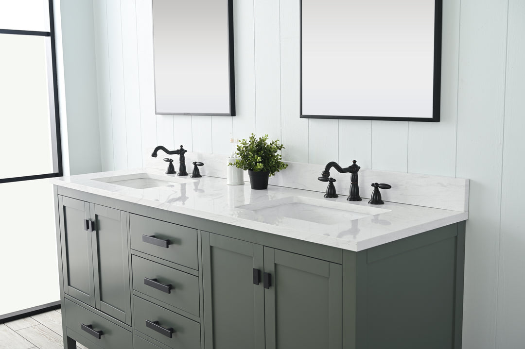 Valentino 72" Single Sink Vanity with White Quartz Top