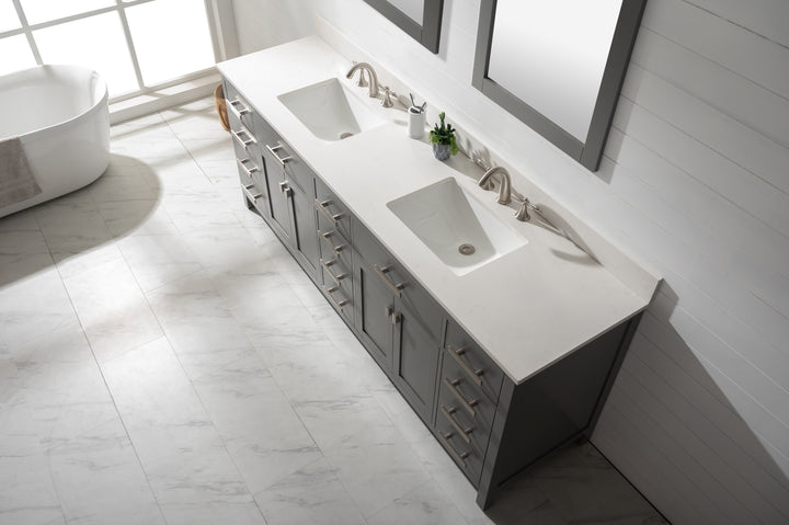 Valentino 84" Double Sink Vanity with White Quartz Top