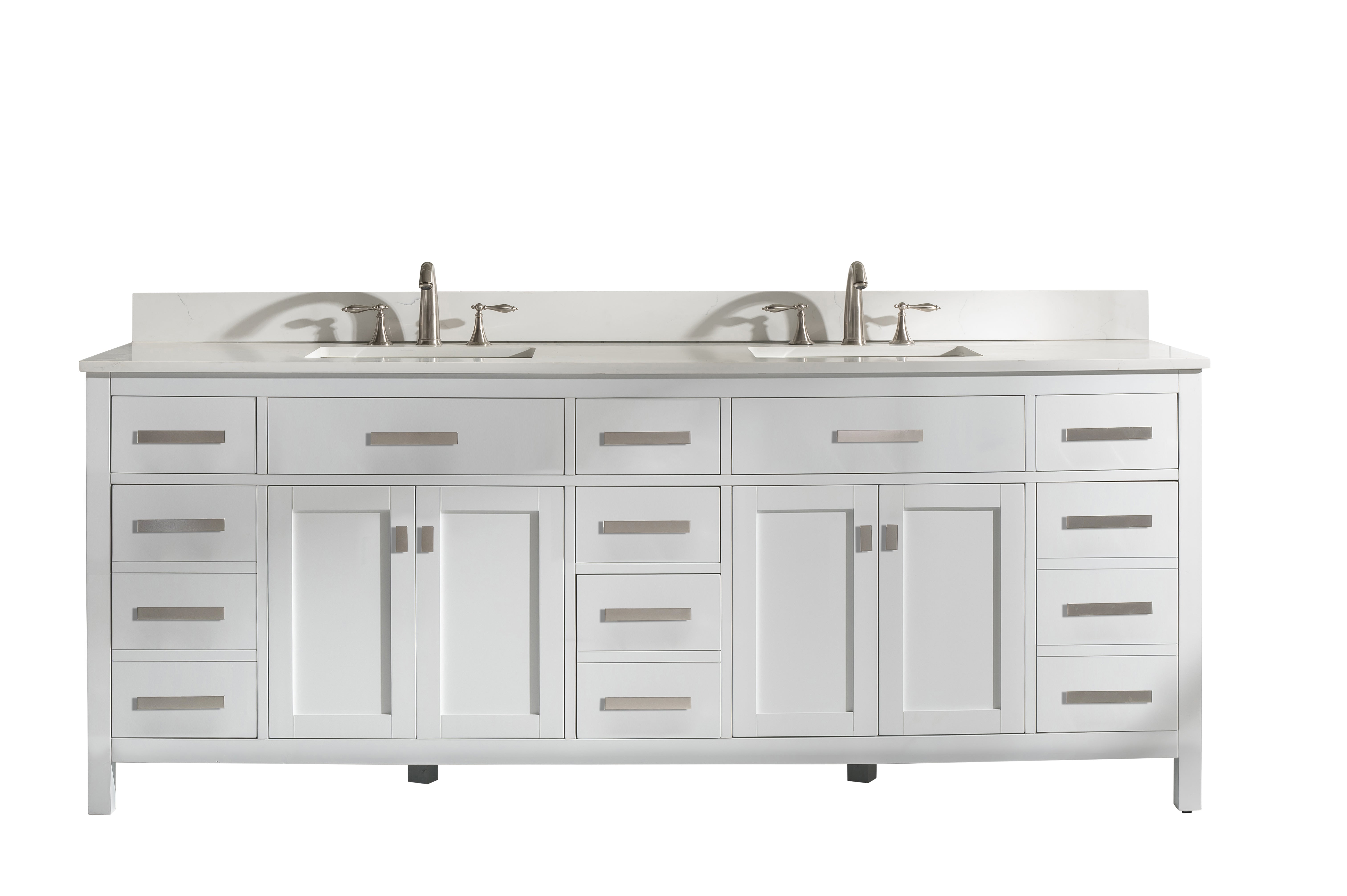 Valentino 84" Double Sink Vanity with White Quartz Top