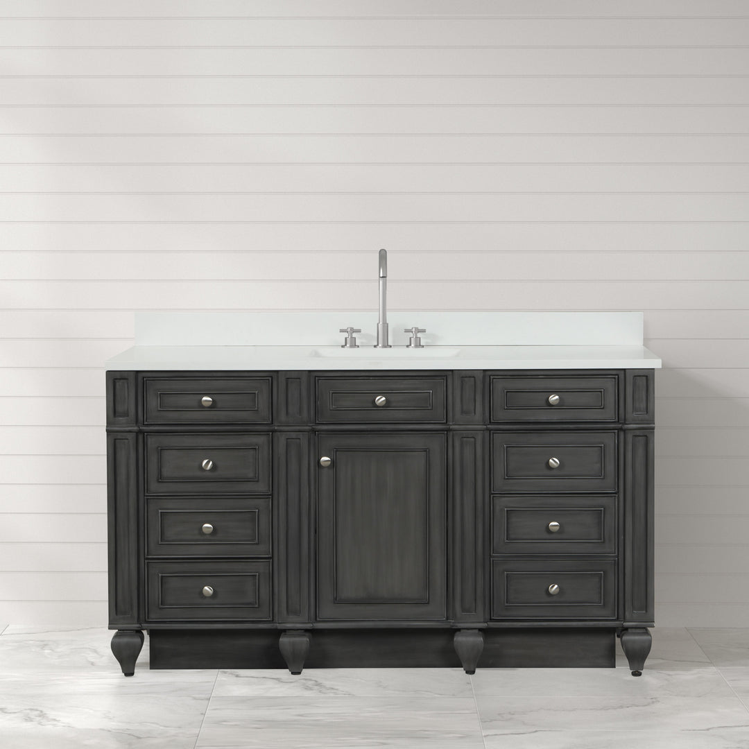 Winston 60" Single Sink Vanity with White Quartz Top