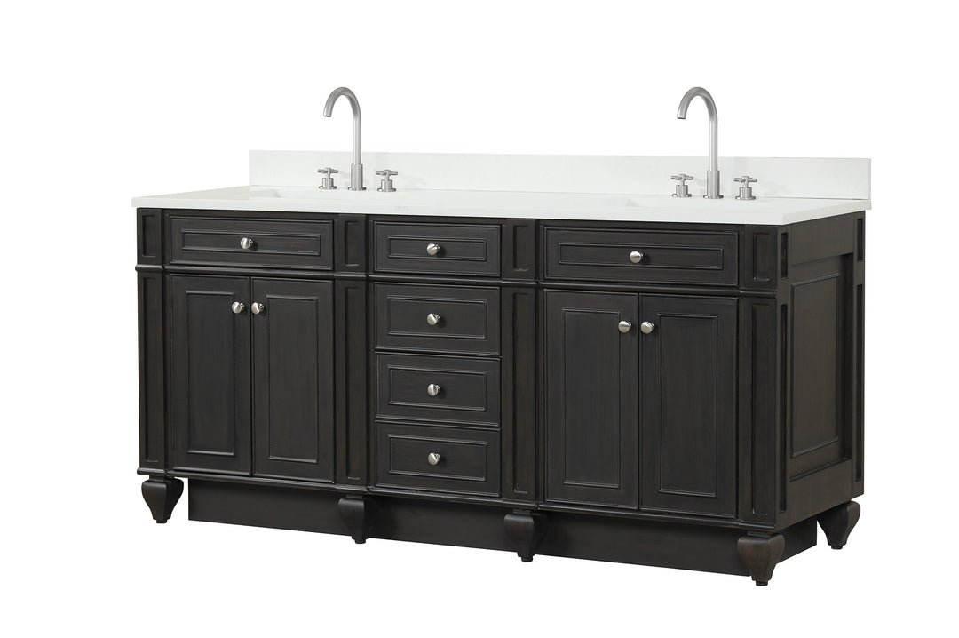 Winston 72" Double Sink Vanity with White Quartz Top