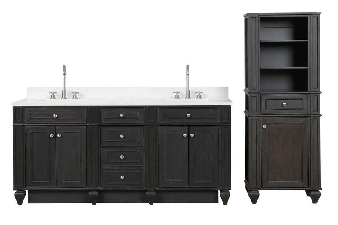 Winston 72" Double Sink Vanity with White Quartz Top