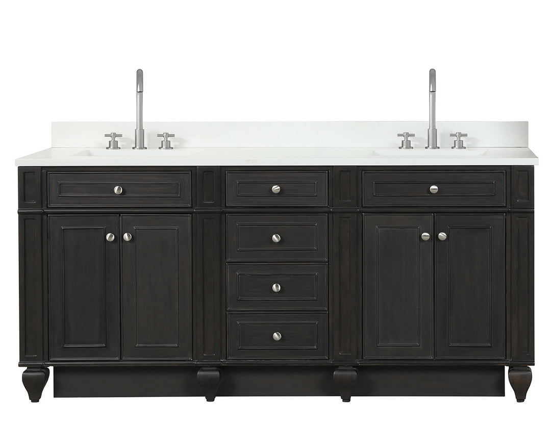 Winston 72" Double Sink Vanity with White Quartz Top