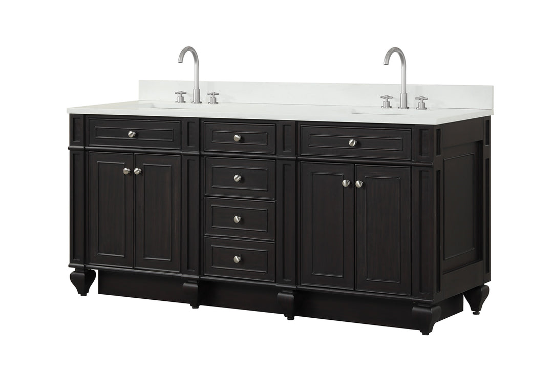 Winston 72" Double Sink Vanity with White Quartz Top