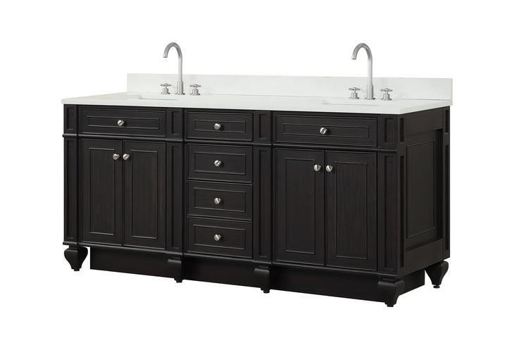 Winston 72" Double Sink Vanity with White Quartz Top