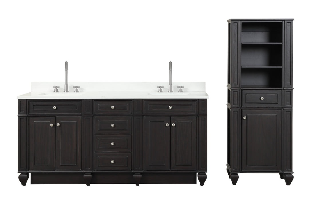 Winston 72" Double Sink Vanity with White Quartz Top