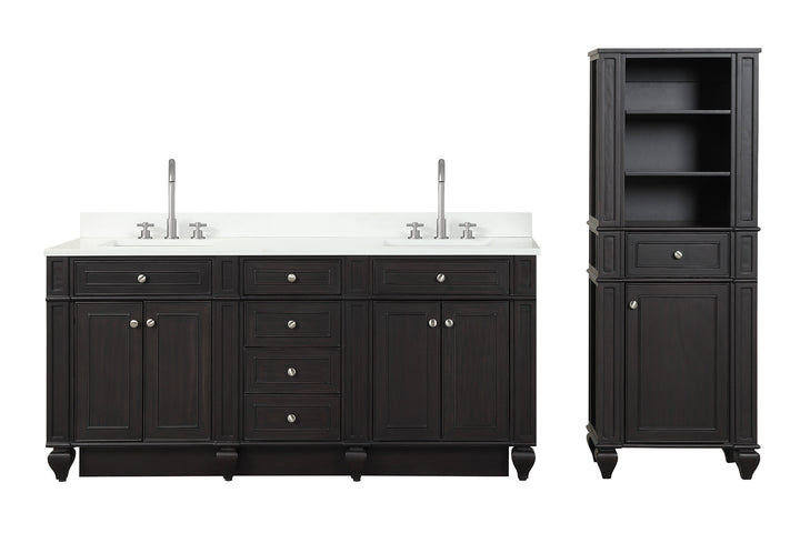 Winston 72" Double Sink Vanity with White Quartz Top