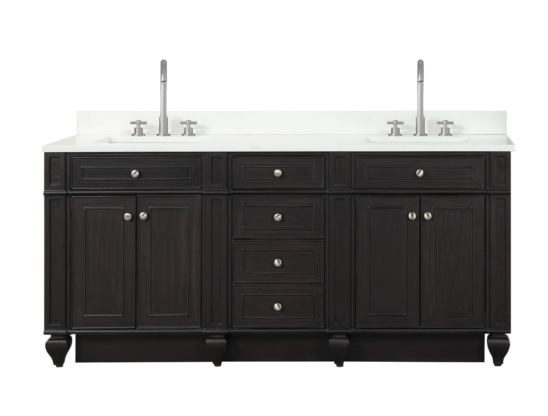 Winston 72" Double Sink Vanity with White Quartz Top