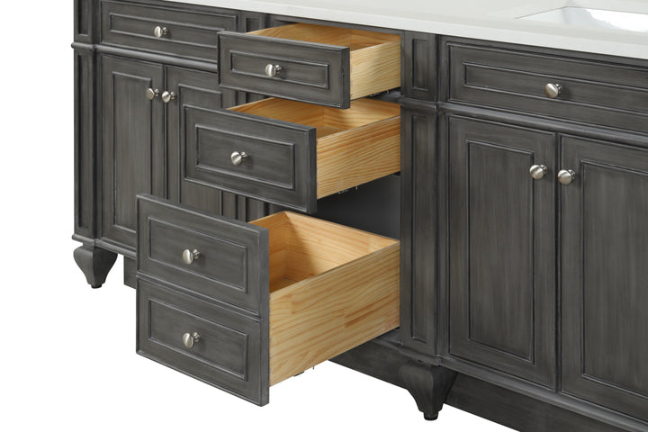 Winston 72" Double Sink Vanity with White Quartz Top