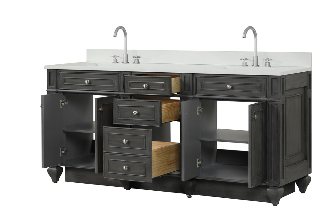 Winston 72" Double Sink Vanity with White Quartz Top