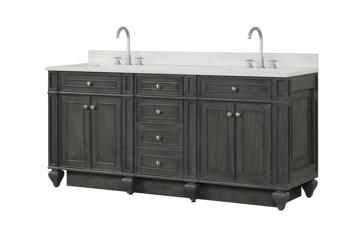 Winston 72" Double Sink Vanity with White Quartz Top
