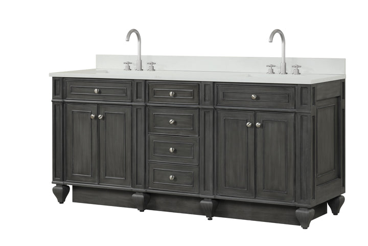 Winston 72" Double Sink Vanity with White Quartz Top