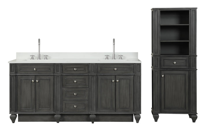 Winston 72" Double Sink Vanity with White Quartz Top
