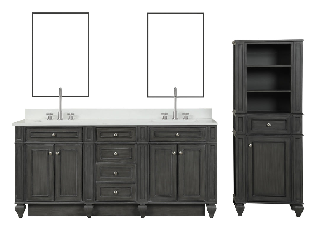 Winston 72" Double Sink Vanity with White Quartz Top