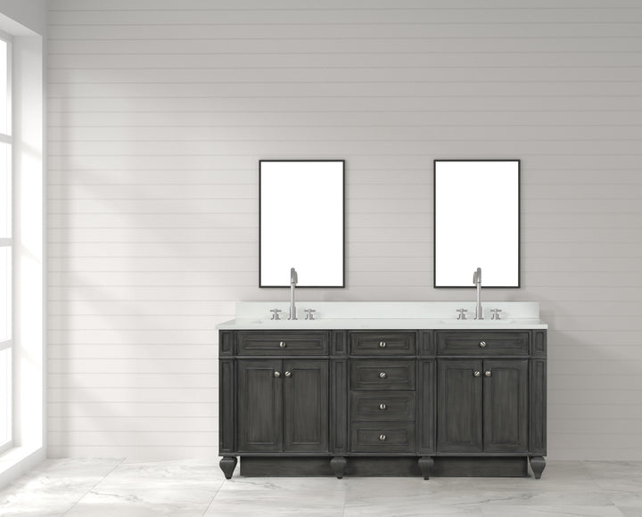Winston 72" Double Sink Vanity with White Quartz Top